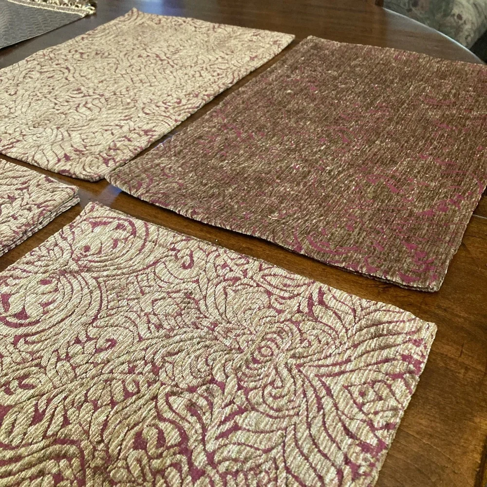 Luxurious Burgundy and Gold Damask Placemat - set of 8 plus 1 larger piece